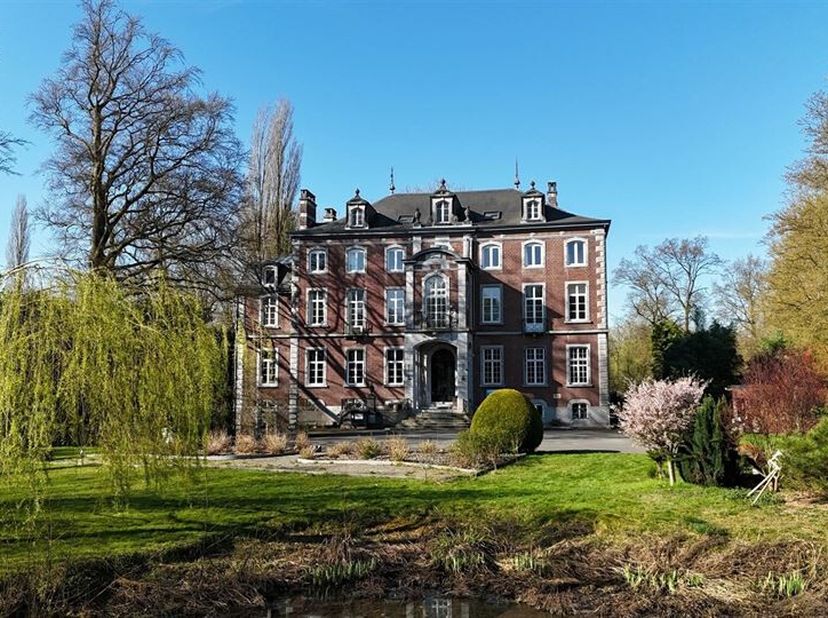 EGHEZEE: 19e eeuws kasteel (ca. 1.500 m²) in perfecte staat, gelegen op 1 hectare 30 are grond, gebruikt als kantoren en woningen. Begane grond: 374 m