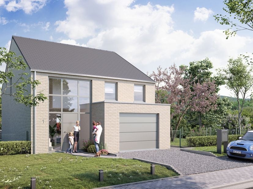 Deze zéér energiezuinige nieuwbouwwoning met energiepeil cat A+ kan voor u gebouwd worden volgens de meest energiezuinige norm dankzij warmtepomp(luch