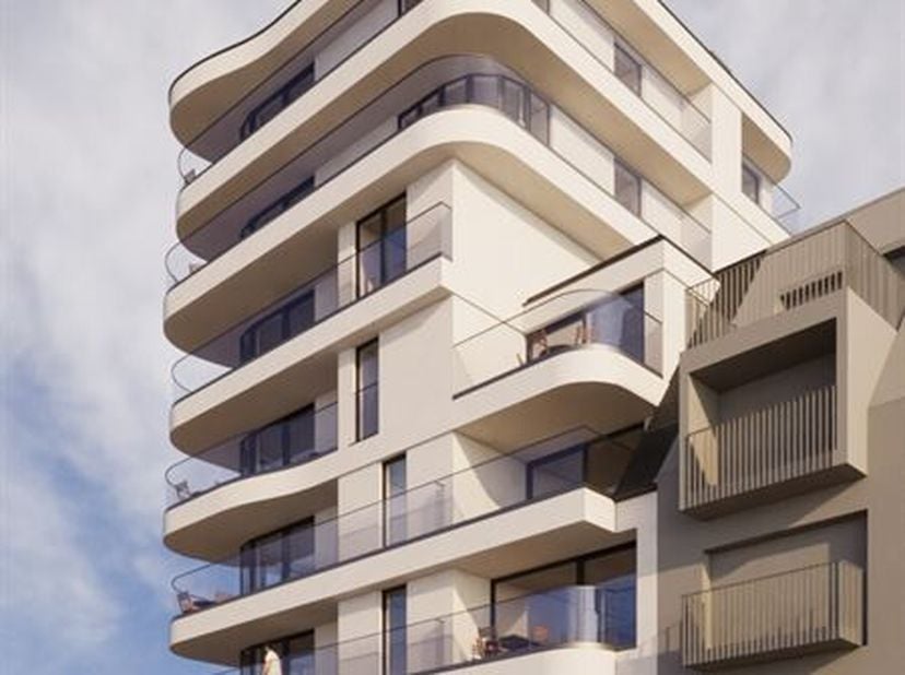 Résidence Dunes sera construite sur le coin du Vlaanderenstraat en Leopoldlaan.   Belle situation à 20m de la digue de mer.  Composition 306/0102 :  l