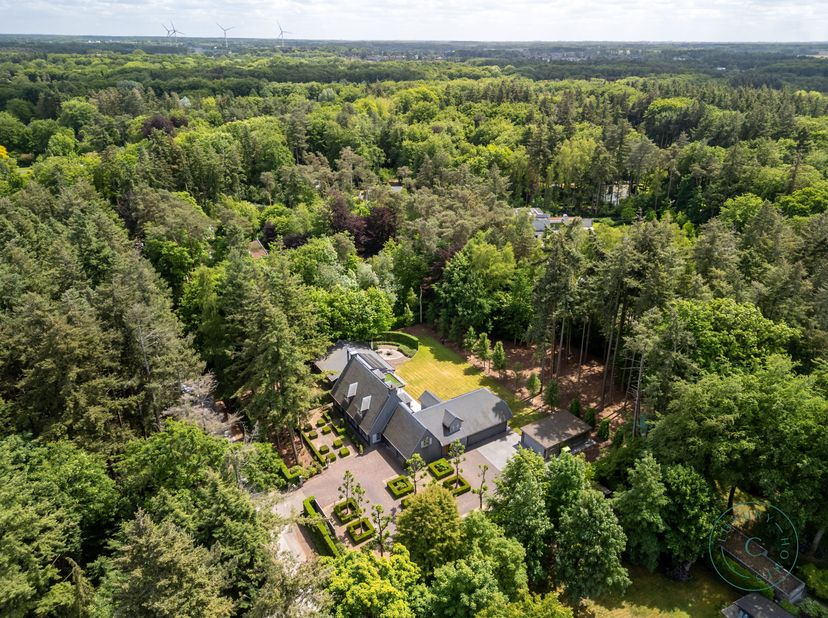 Deze uitzonderlijke, met oog voor detail en duurzaamheid gerenoveerde villa (2014) ligt verborgen aan de rand van het Tillegembos, op een riant percee