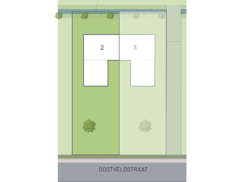  In de Oostveldstraat t.h.v. nr. 203 wordt dit lot bouwgrond voor halfopen bebouwing van 825m2 te koop aangeboden. Dit lot is vrij te koop: dus zonder