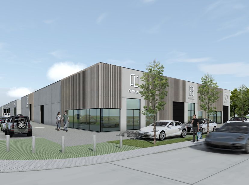 Op een centrale ligging in de driehoek Tielt- Deinze-Waregem, meer bepaald te Dentergem bevindt zich deze nieuwbouw KMO-unit deel uitmakend van het KM