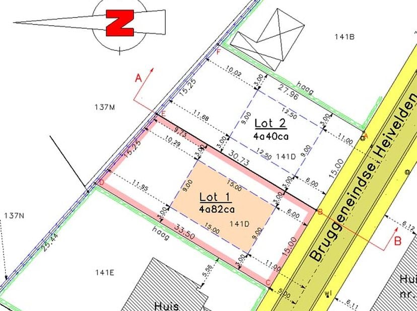 Lot 1: (nr 4A): Uitzonderlijk goed gelegen bouwgrond open bebouwing in doodlopend straatje nabij centrum op wandelafstand van winkels (Okay warenhuis,