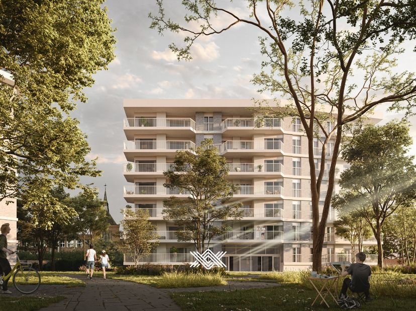 Dit éénslaapkamer appartement van 68 m² ligt op het zevende en bovenste verdiep in residentie Oeverpoort en beschikt over een inkomhal met plaats voor