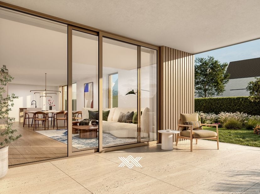 Dit éénslaapkamer appartement met een oppervlakte van 86 m² is gelegen op het gelijkvloers verdiep van het gebouw Vespera, aan de kant van Sint-Gerolf