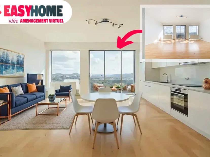 Easyhome vous propose, perché au 9ème étage dun immeuble emblématique surplombant la Médiacité à Liège, ce charmant studio de 35 m² qui vous séduira p