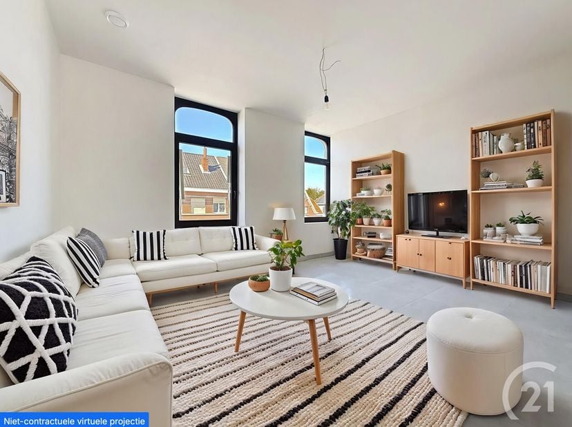 MOGELIJK AAN 2% REGISTRATIERECHT !!!&lt;br /&gt;
Dit hernieuwbouwappartement van 104,20 m² heeft een mooie leefruimte met open keuken, een badkamer, 2 slaap