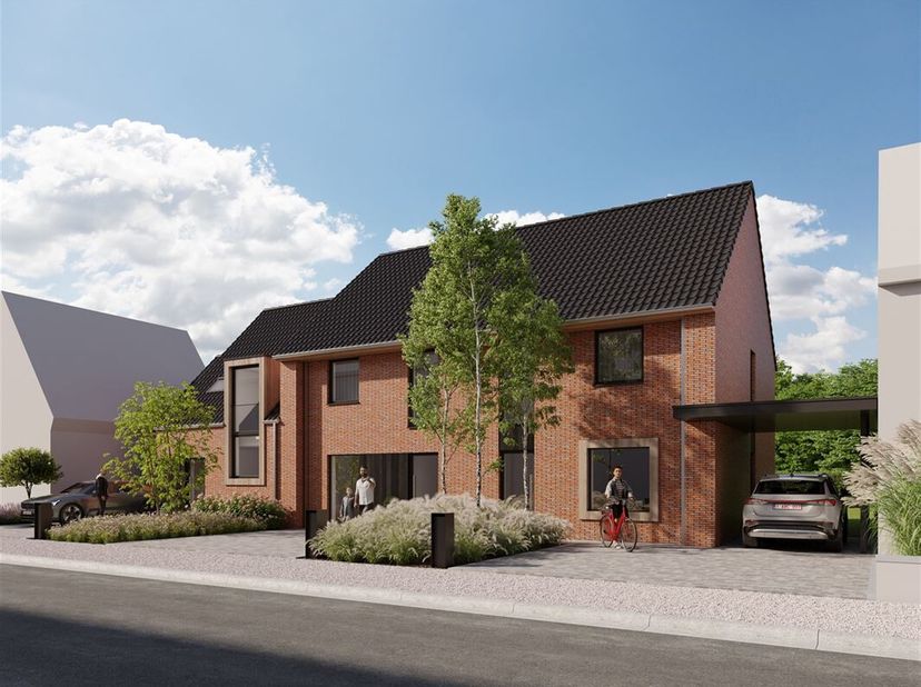 Nouvelle maison une mitoyenneté avec trois chambres, une salle de bain, un carport et un jardin. Construction 100 % traditionnelle. Promoteur immobili