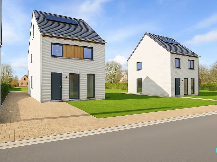 Ontdek deze nieuw te bouwen halfopen bebouwing, gelegen op een perceel van 475m² en met een bewoonbare oppervlakte van ca. 195m² (volgens indicatieve