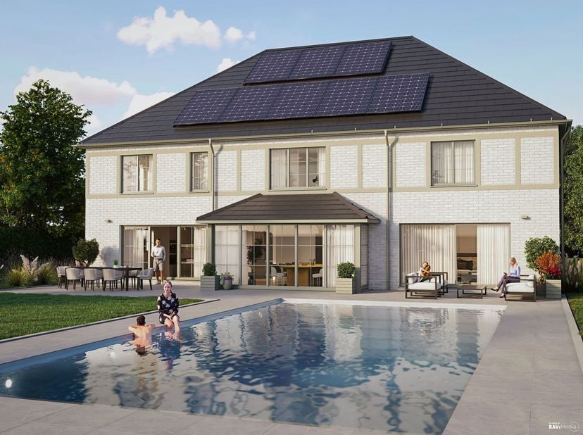 WATERLOO, wijk St-John&#039;s, in een rustige omheinde omgeving, prachtige nieuwe VILLA (5bed/5SDB/Office/pool) die elegantie en technologie combineert. Ge