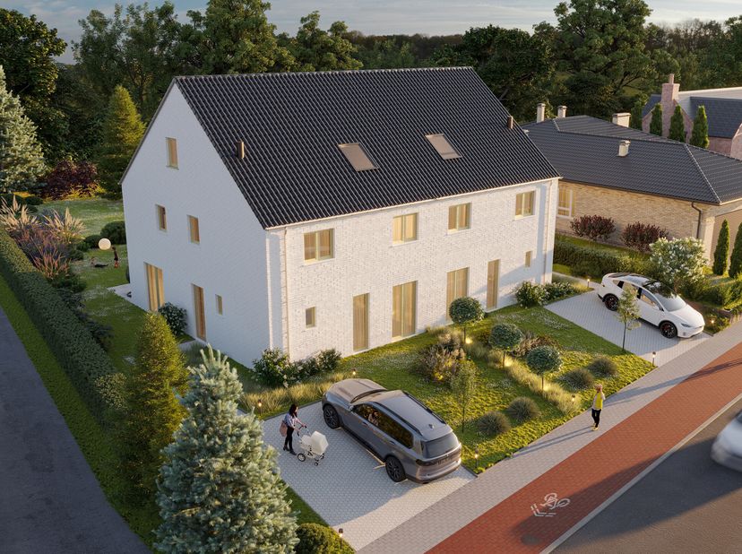 Ontdek deze prachtige halfopen nieuwbouwwoning, perfect gelegen in de idyllische Dutselstraat te Holsbeek. Met zijn adembenemende ligging, grenzend aa