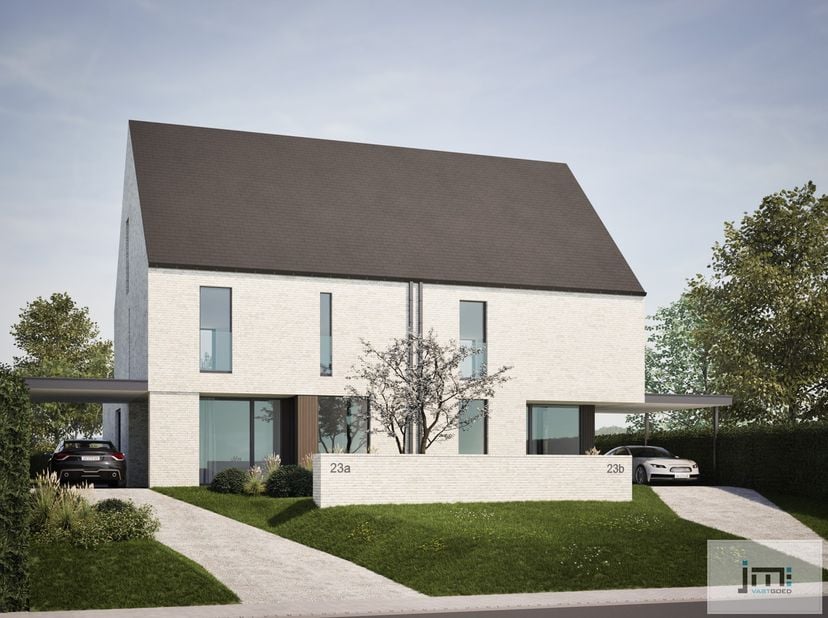 Deze energiezuinige halfopen nieuwbouwwoning wordt gebouwd aan de Gippershovenstraat, aan de dorpsrand van Zepperen richting Wellen en Alken. De tuin