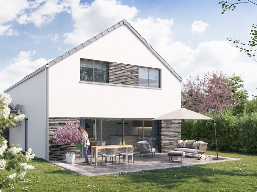 Deze zéér energiezuinige nieuwbouwwoning met energiepeil cat A+ kan voor u gebouwd worden volgens de meest energiezuinige norm dankzij warmtepomp(luch