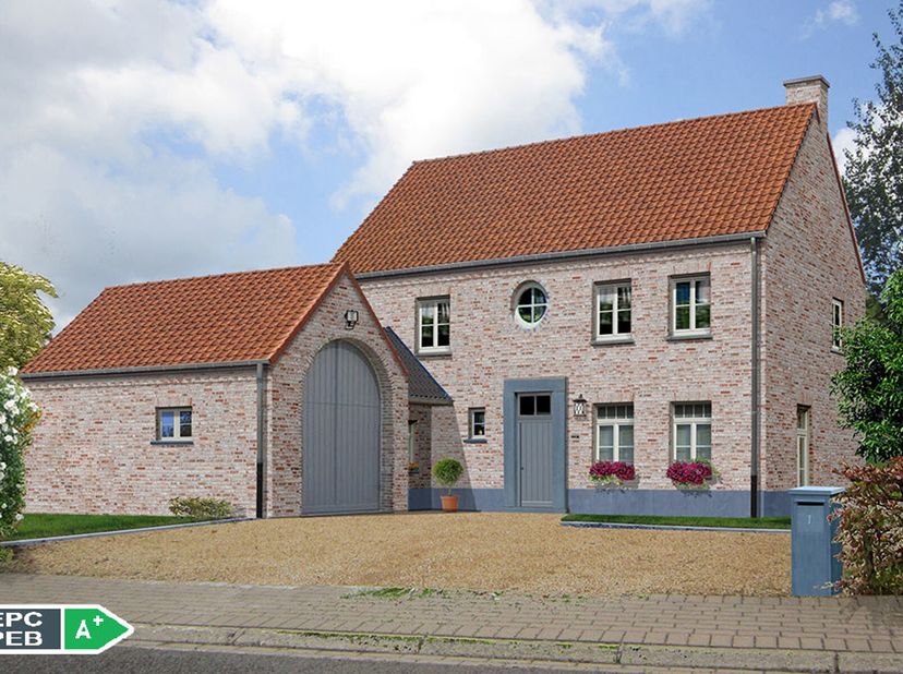 Nieuwbouw 4 gevel villa, bijna energieneutrale woning op een perceel bouwgrond van 17 are 76. Gelegen in een rustige straat, in de tweede bouwlijn en