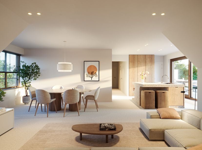 Het project bestaat uit 8 nieuwbouwappartementen. Door het voorzien van vloerverwarming en een warmtepomp wordt het energiezuinige E20-peil behaald. V
