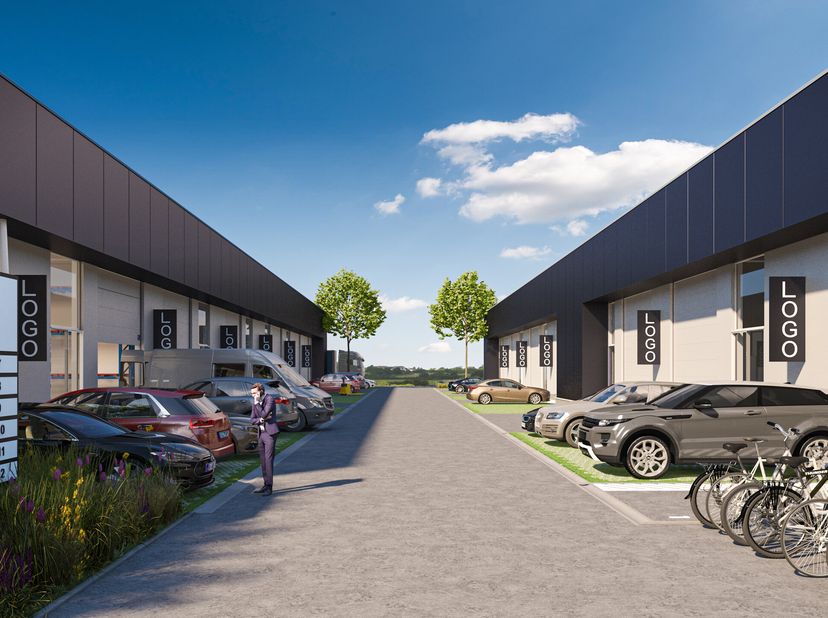 Unité PME neuve de 181m² située à Braine-lAlleud - Entrepôt/Atelier/Bureaux ou Showroom - Porte sectionnelle (5m X 4m) -  Dalle de béton lissée - 40A