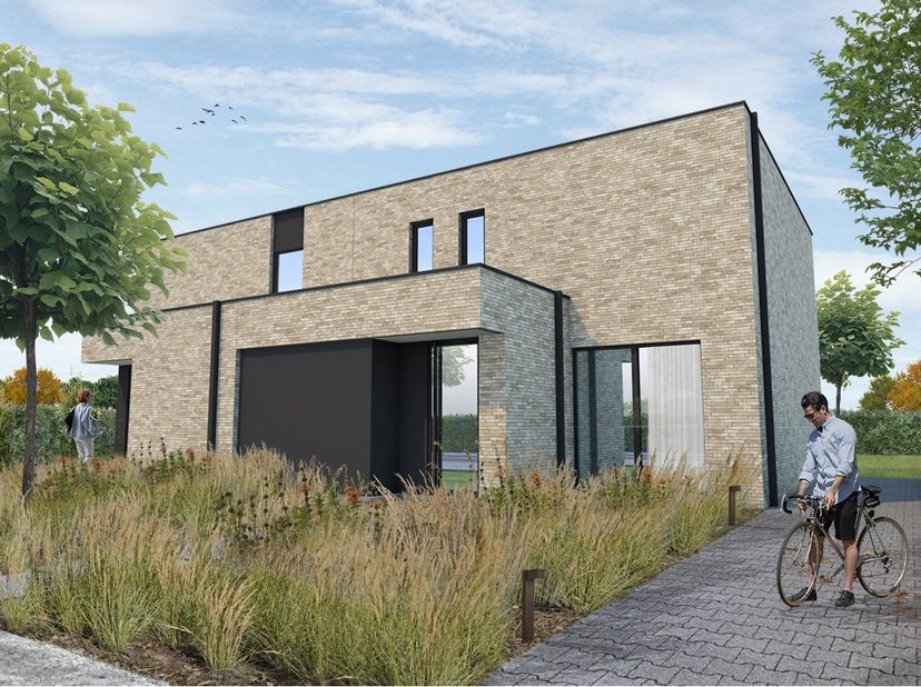 Rustig gelegen nieuwbouwwoning te koop in Heppen op grotere percelen (6a64 links - 6a41 rechts).  Deze woning maakt deel uit van een tweewoonst, zowel