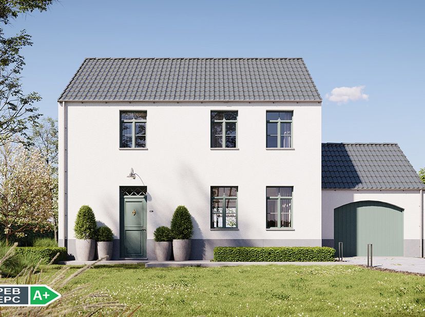 Deze klassieke woning kan voor u gerealiseerd worden volgens de meest energizuinige norm dankzij warmtepomp met vloerverwarming, Ventilatie D, driedub
