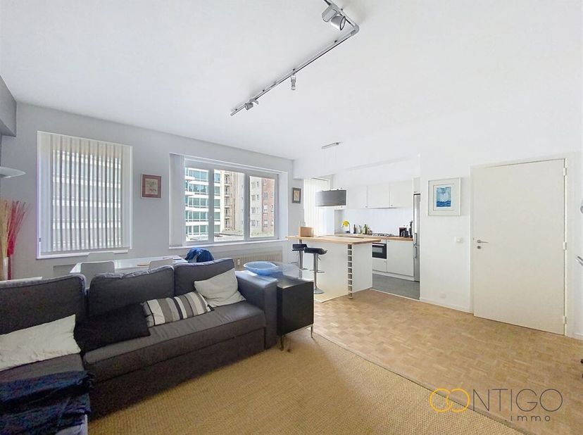 Contigo. Immo vous présente cet appartement meublé de +/- 60m² situé au deuxième étage à deux pas de Bailly et de l&#039;Avenue Louise. Il se compose d&#039;un