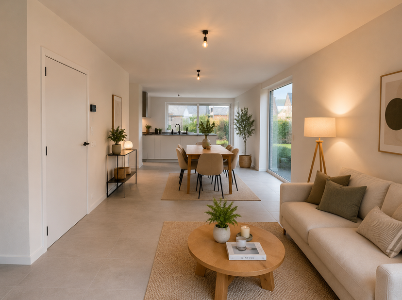 Op zoek naar een energiezuinige en volledig afgewerkte nieuwbouwwoning in een rustige omgeving? Dan is deze instapklare halfopen bebouwing misschien p