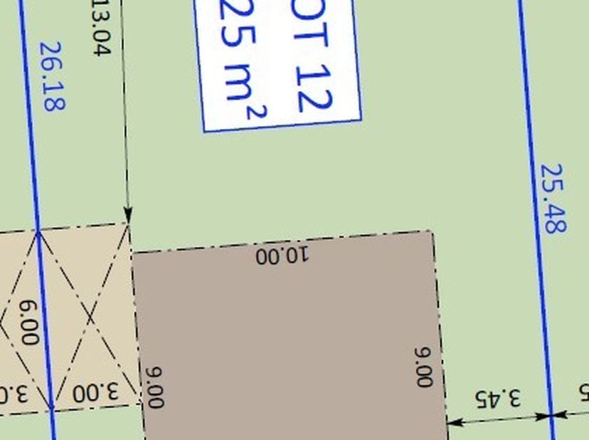 Zuidwest gerichte bouwgrond ( lot 12 ) te koop voor open bebouwing met een totale oppervlakte van 425 m².<br />
Nieuwe residentieel gelegen verkavelin