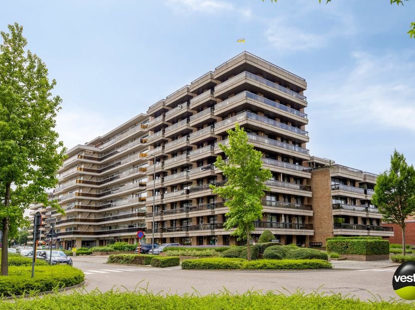 Tussen de Grote en Kleine Ring van Hasselt, aan de Casterstraat, bevindt zich dit aangename appartement op de achtste verdieping. Dankzij de doorlopen