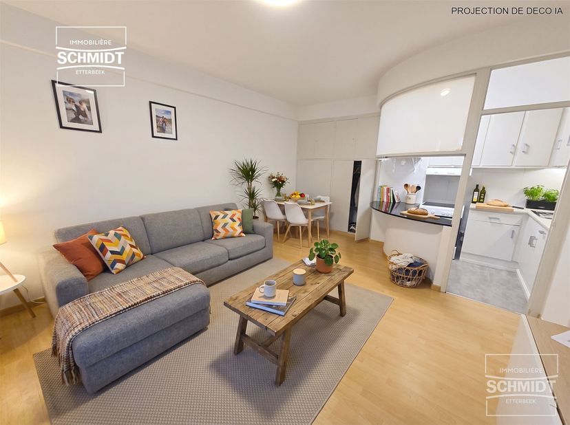 IMMOSCHMIDT - Réf. 29862 - Etterbeek (Cinquantenaire) - Libre immédiatement - Beau studio meuble de 37m² se composant d'une pièce principale avec cuis
