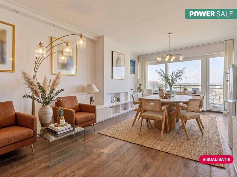 Au cinquième étage de la résidence De Wielingen, nous trouvons cet appartement lumineux et de grande qualité avec 2 chambres complètes et deux terrass
