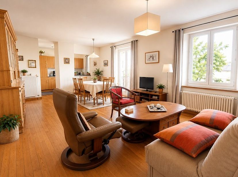 Gelegen in een rustige straat in Sint-Gillis, biedt dit ruime duplex appartement een ideale woonomgeving. Het bestaat uit een grote, lichtrijke woonka