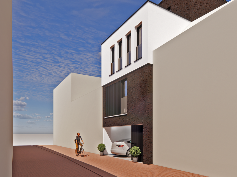 Casco nieuwbouwwoning te koop in het hart van Maaseik – €325.000<br />
In het centrum van Maaseik bevindt zich deze moderne nieuwbouwwoning, verdeeld