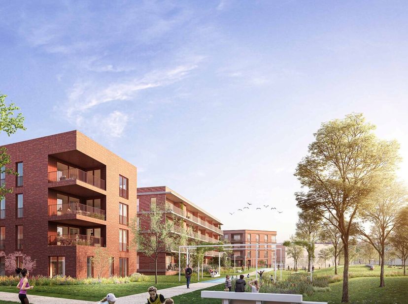 Nieuwbouwwoning in het autovrije nieuwbouwproject De Stip, centraal gelegen in Gentbrugge.<br />
Op het gelijkvloers: inkomhal met apart toilet, open
