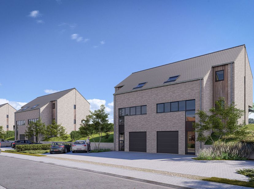 Idéalement située à la campagne dans environnement très calme, magnifique vue sur les champs, projet d'une spacieuse maison neuve 3 façades (sous rése