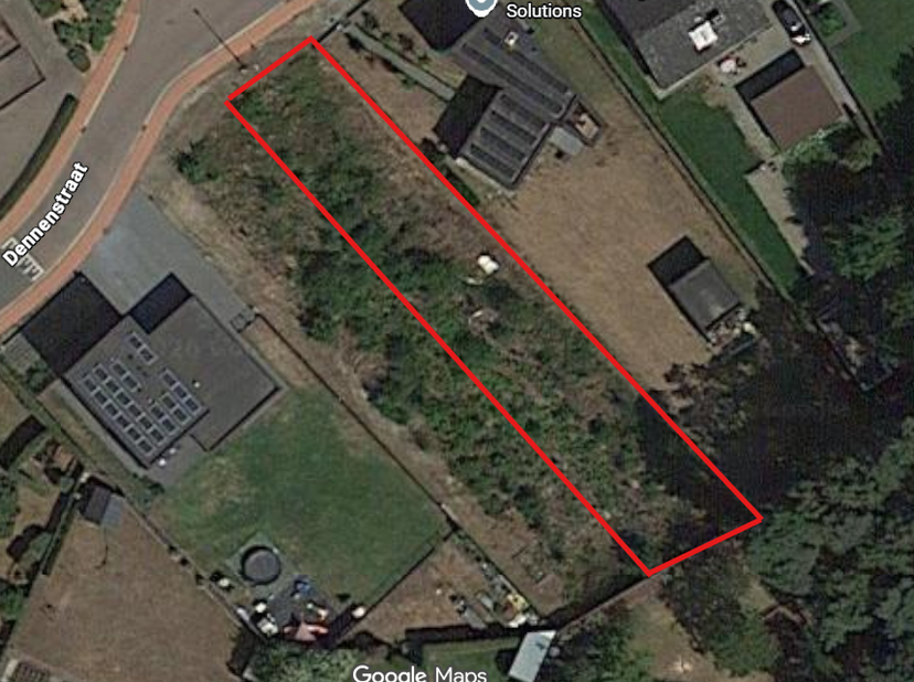 Mooi gelegen bouwperceel (lot 9A) van 6a 78ca (678 m²) in de Dennenstraat (5-7) in Eksel, bestemd voor halfopen bebouwing en gelegen in een vergunde v