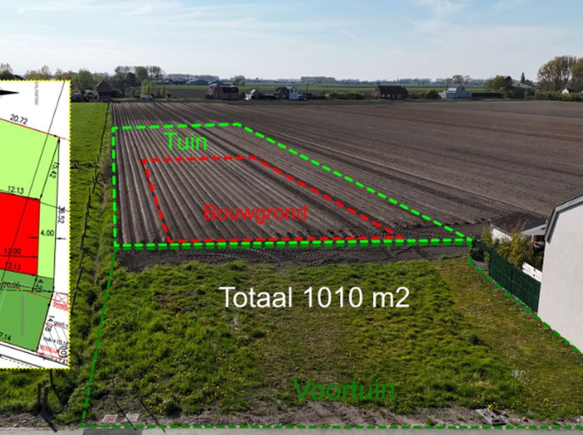 Vastgoed Select:Op zoek naar een bouwgrond met ruimte, rust en natuur rondom? Ontdek dit prachtige perceel van 1010 m², gelegen tussen de akkers in he