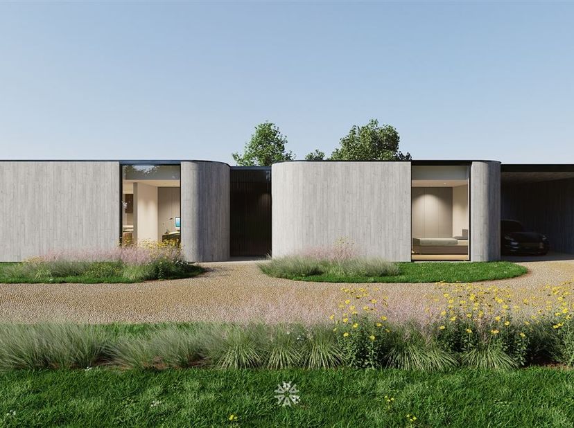 Architecturale patiovilla op een zonnig en rustig perceel in tweede bouwlijn te Merelbeke<br />
<br />
Langs de Hundelgemsesteenweg kunnen we via ee