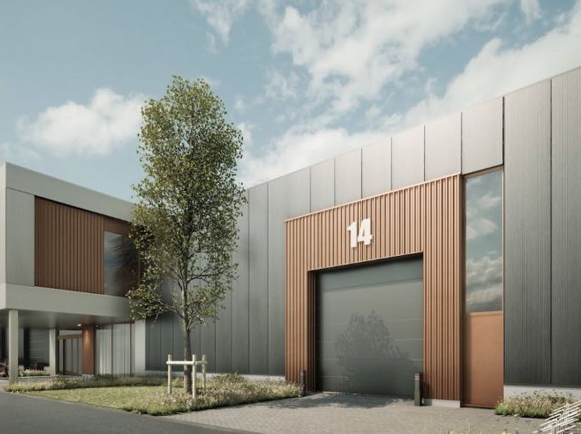 Bedrijvenpark "Langeveld KMO/opslagunits vanaf 300 m² in Heist-op-den-Berg. Duurzaam (BEN), Units zijn koppelbaar en hebben vrije hoogte van 8 meter.<