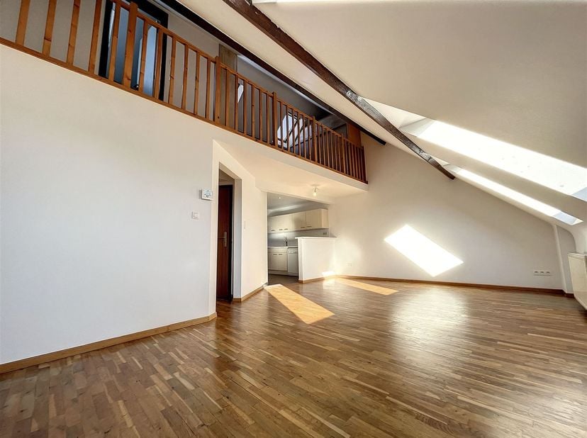 Van Volxemlaan, vlakbij het Dudenpark: Zeer mooi appartement, 2 slaapkamers, +/- 70 m². Klein appartementencomplex, 3e verdieping onder het dak (zonde