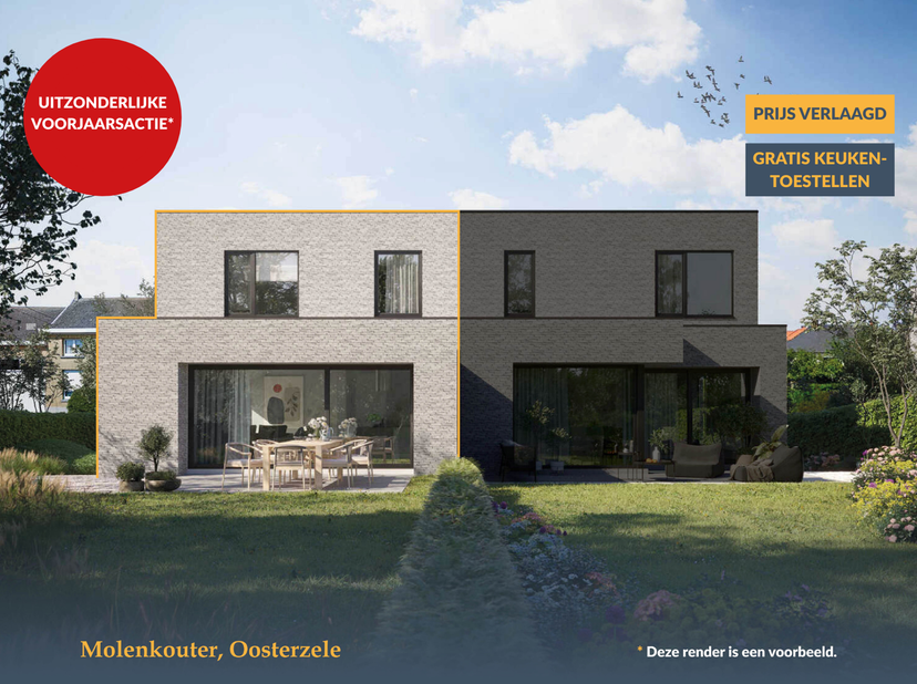 Dans la campagne d'Oosterzele, sur le Geraardsbergse Steenweg, Unicas réalise un projet de construction neuve à petite échelle avec un souci de confor