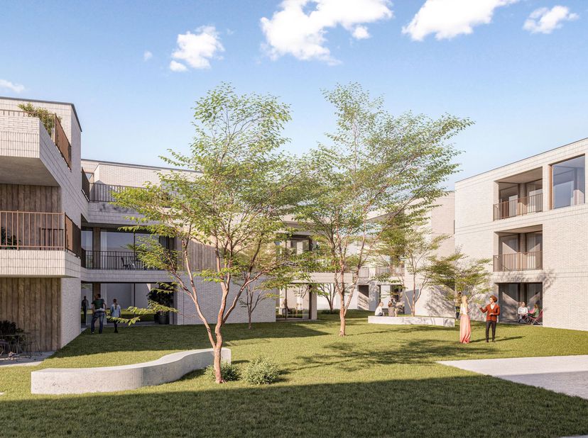 Ruim en zonnig 2 slaapkamer appartement op het 1ste verdiep. Voorzien van een leefruimte met mooi zicht op de groene binnentuin en met aansluitend ter