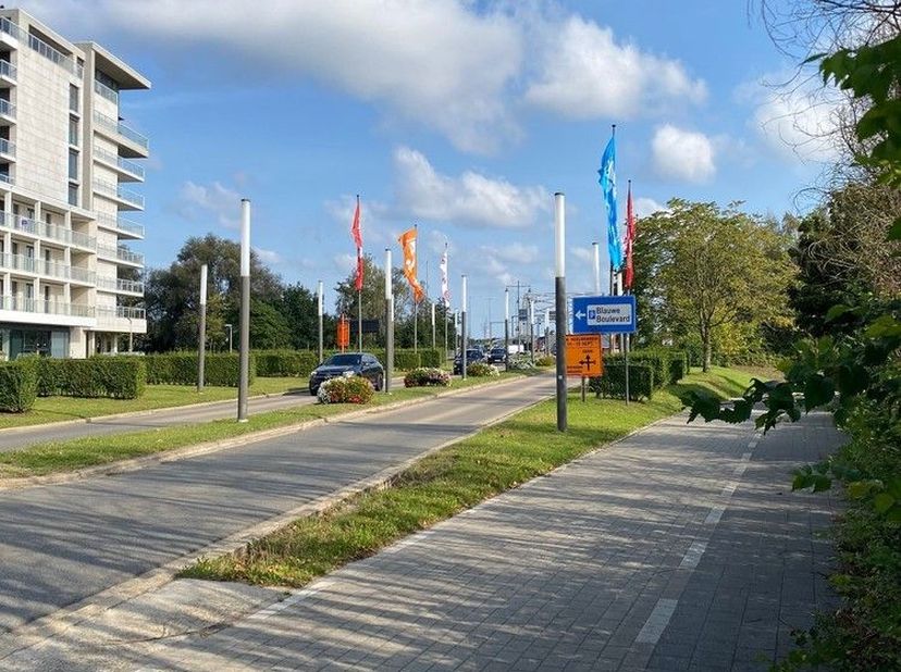 Uniek commercieel gebouw voor handel met 13 ondergrondse parkings, 3 buitenparkings en 3 duplex appartementen met terras op een  toplocatie te Hasselt