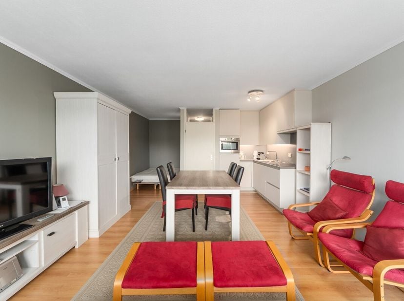 Te koop: gerenoveerd appartement in Nieuwpoort, gelegen in een groene omgeving nabij openbaar vervoer en op korte afstand van zee en duinen. Deze verz