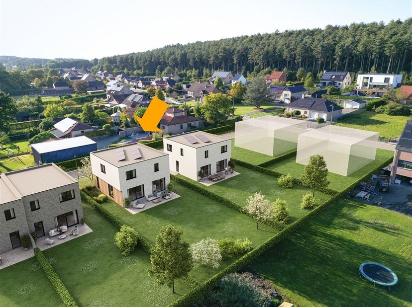 In een rustige, verkeersluwe straat aan de rand van de Averbodse bossen verrijst deze knappe nieuwbouwwoning op een aangenaam perceel van 5a67ca. De l