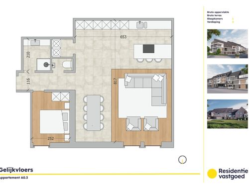                                         Gelijkvloers app. te koop in Oudenburg, € 234.500
