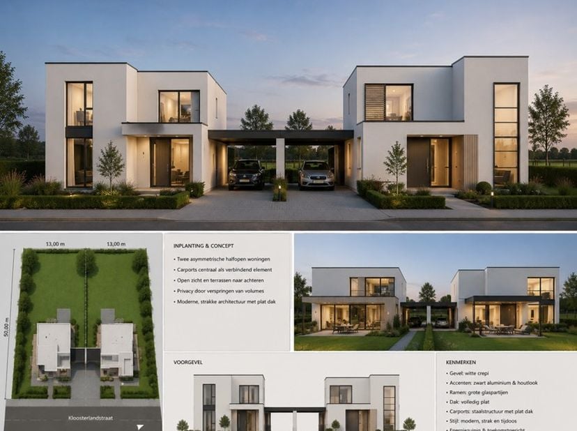Op zoek naar een project voor het bouwen van 2 halopen woningen op een rustige, groene locatie? Dan bieden deze twee identieke bouwgronden een unieke
