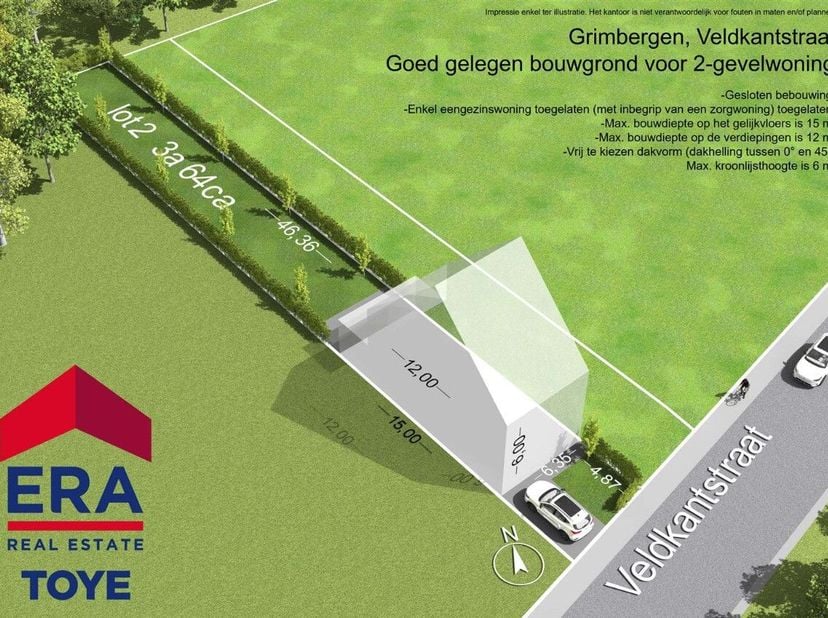 Deze grond is net buiten het centrum van Grimbergen gelegen. Handelszaken en scholen zijn echter niet veraf en ook de bereikbaarheid naar de invalsweg