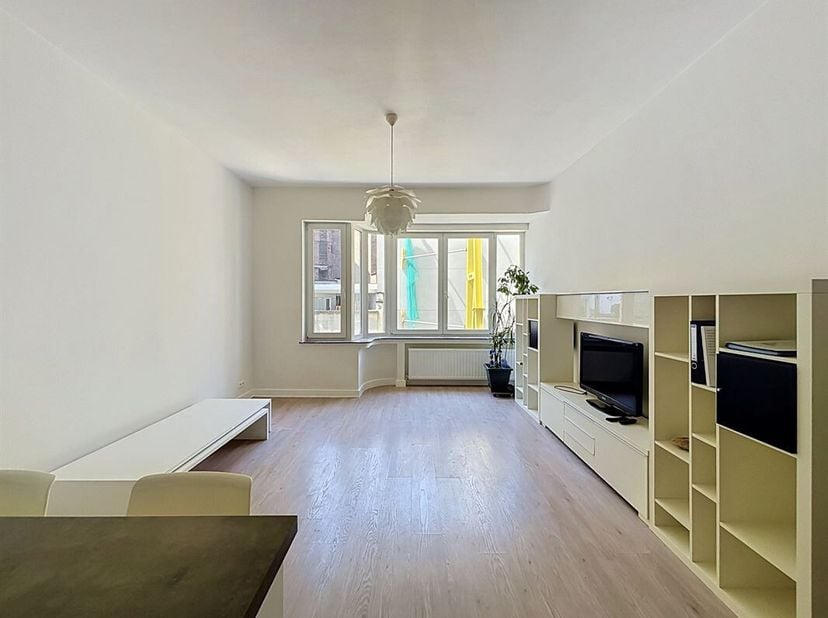 A proximité de Rogier et de De Brouckère, situé au 3e étage dun immeuble de 8 étages, cet appartement lumineux se compose dun hall dentrée, dun agréab