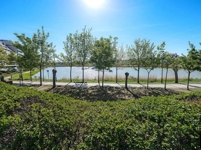 Uitzonderlijk gelegen op de discrete westoever van het Zegemeer, met open zicht over het water en maximale privacy, vlakbij La Réserve en op wandelafs