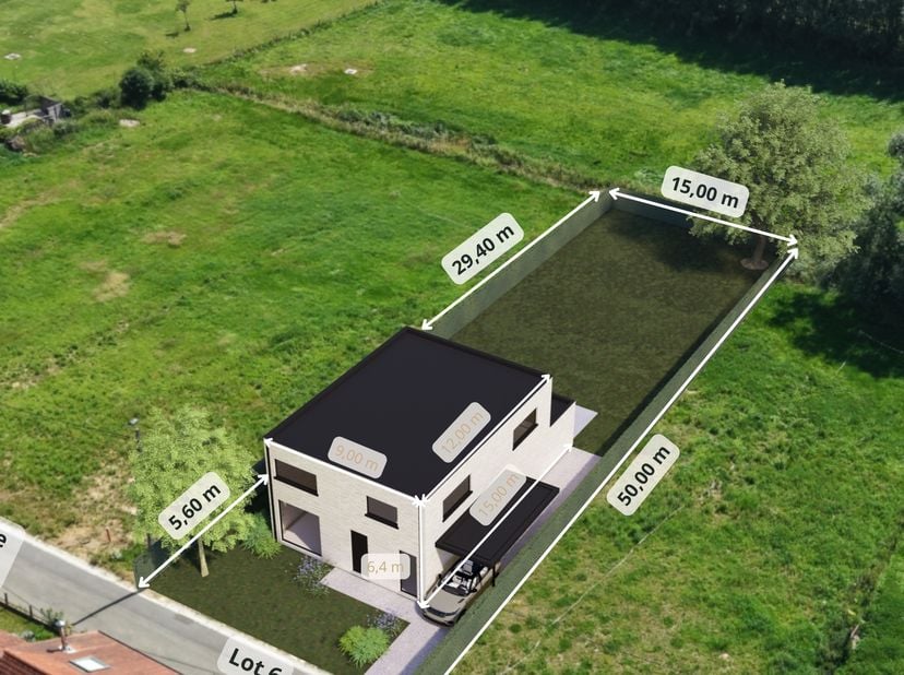 Exclusive terrain a batir  a 15 m  de Bruxelles. Lot 6 du lotissement<br />
Asse-walfergem, dans une rue  sans  issue, direction Sud-Est, grande  libe