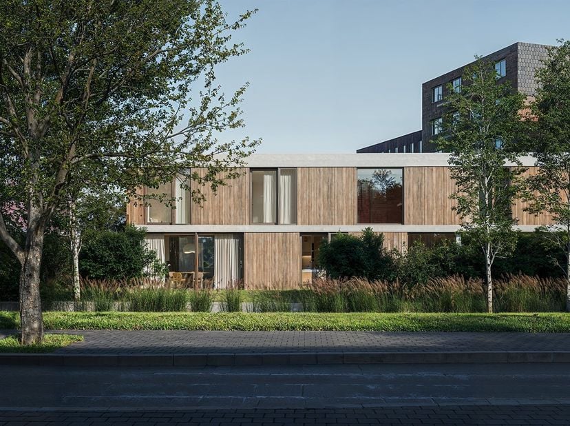Achter de Mechelsestraat, langs de Dijle, bevindt zich deze stijlvolle nieuwbouwwoning die rust, privacy en stadsleven perfect combineert. Verscholen