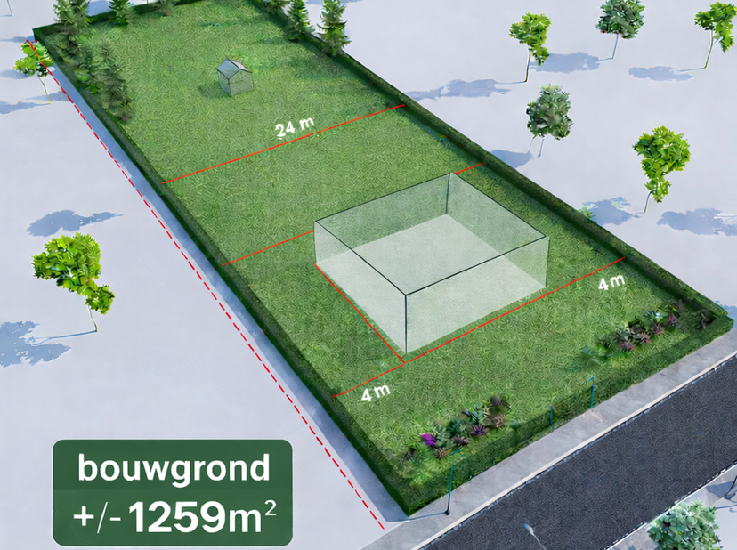 Overijse, Mooie bouwgrond met een oppervlakte van +/- 1259m², met een breedte van +/-24m en een diepte van +/- 53m. Gelegen tussen Overijse en Hoeilaa